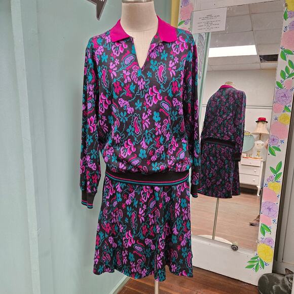 Vintage 80's The American Collection by Cricket Lane knit skirt set M/S - Picture 1 of 10